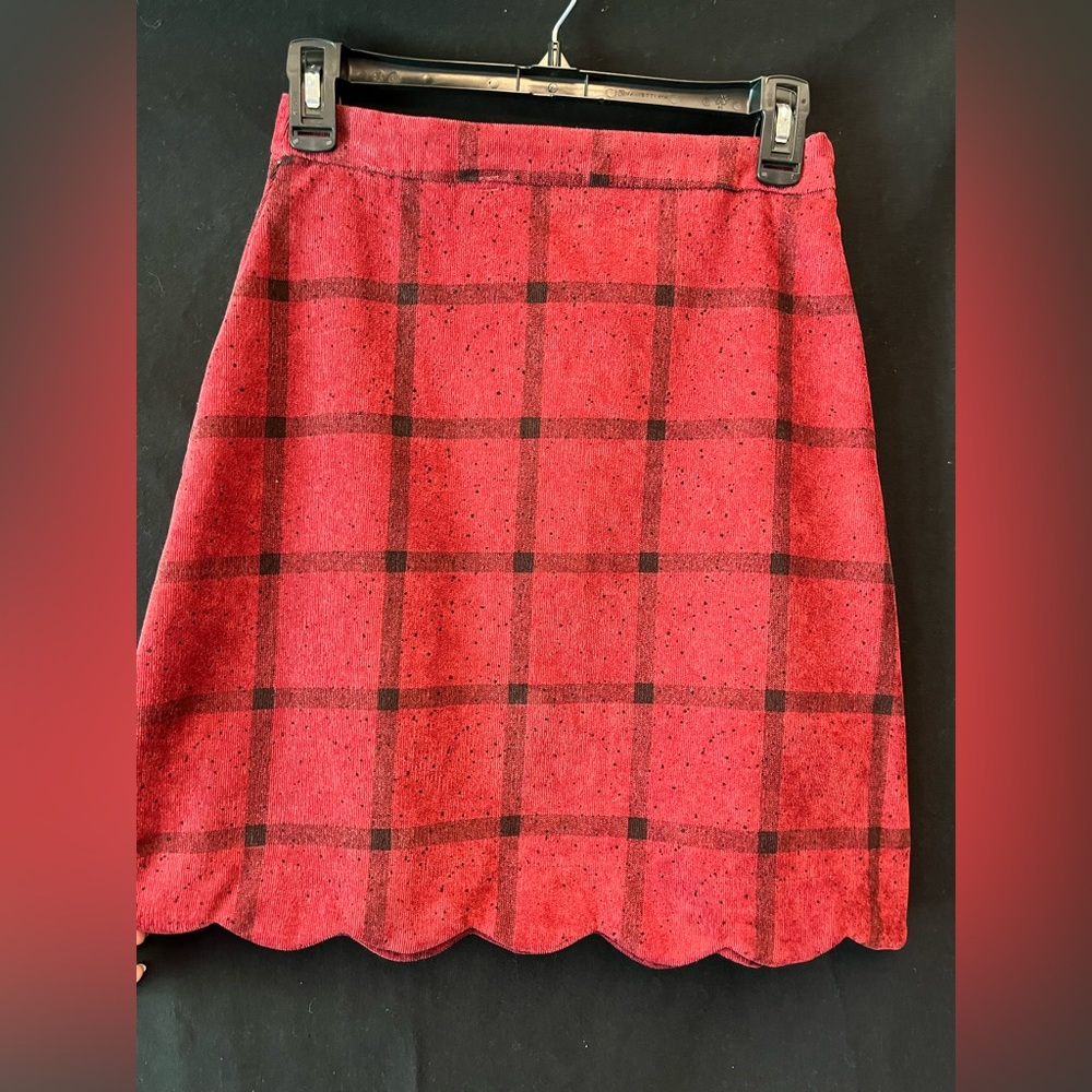 Bailey’s Blossoms Red Plaid Skirt
